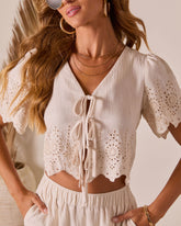 Summer on the Range Eyelet Front Tie Top
