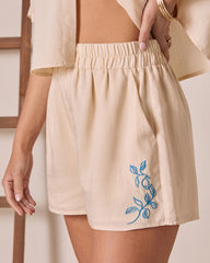 Drinks On Me Embroidered Shorts