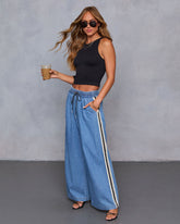Rosalenda Side Stripe Chambray Pants