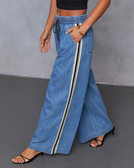Rosalenda Side Stripe Chambray Pants