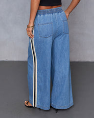Rosalenda Side Stripe Chambray Pants