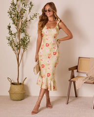 Calina Floral Satin Slip Dress