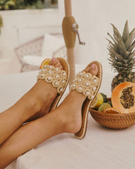 Golden Coastline Crochet Pearl Sandals