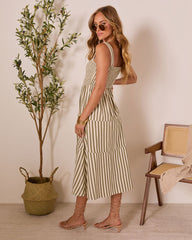 Braylin Striped Smocked Midi Dress