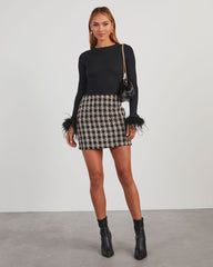 Felicity Long Sleeve Feather Trim Knit Top