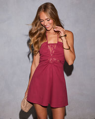 Lucianne Lace Cut Out Halter Mini Dress