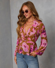 Wild Fig Ruffle Chiffon Top