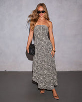 Selinah Animal Print Strapless Maxi Dress