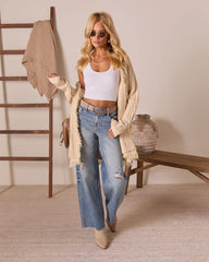 Past Season Fringe Open Front Sweater