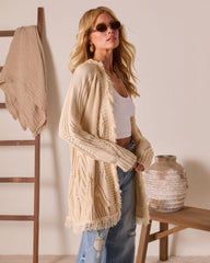 Past Season Fringe Open Front Sweater