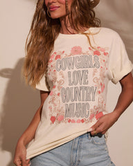 Cowgirls Love Country Music Short Sleeve Graphic Tee