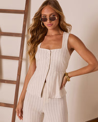 Corbiere Linen Pinstripe Top