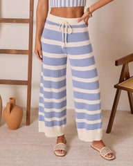 Coastal Ease Striped Knit Drawstring Pants