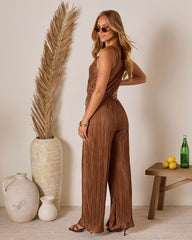 Jacelyn Plisse Drawstring Jumpsuit