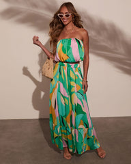 Serene Shores Tiered Floral Maxi Skirt