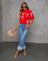 Tied Down Bow Embellished Sweater