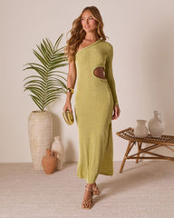 Marek One Shoulder Cutout Midi Dress