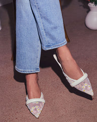 Ditzy Daisy Mesh Floral Kitten Mules