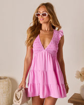 Uma Smocked Tiered Mini Dress