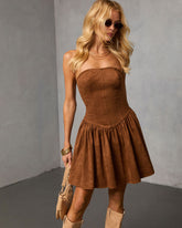 Eastport Suede Fit And Flare Mini Dress