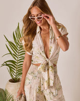 Solla Front Tie Crop Top