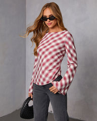 Enez Plaid Asymmetric Hem Top