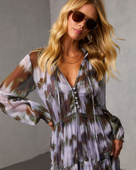 Lasso the Moon Abstract Chiffon Maxi Dress