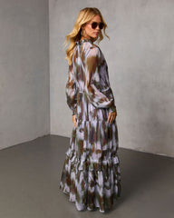 Lasso the Moon Abstract Chiffon Maxi Dress