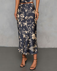 Spiced Honey Printed Satin Midi Skirt