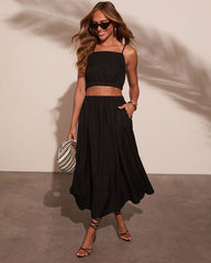 Selangie Pleated Crinkle Maxi Skirt