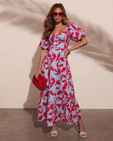 Elisson Floral Puff Sleeve Maxi Dress