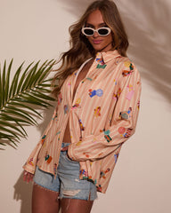 Chance Of Sun Novelty Button Down Top
