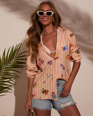 Chance Of Sun Novelty Button Down Top