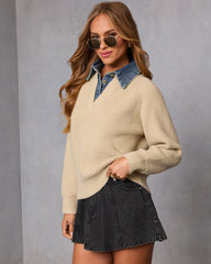 Caramel Denim Contrast Sweater