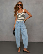 Kasie Stretch Pintuck Barrel Jeans