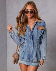 Amber Field Suede Trim Denim Barn Jacket