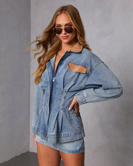 Amber Field Suede Trim Denim Barn Jacket