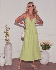 Jovanna Textured Sweetheart Midi Dress