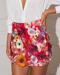 Love Notes Floral Applique Mini Skirt