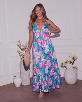 Flower Fancies Plunging Floral Maxi Dress