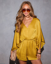 Maven Satin Kimono Sleeve Romper