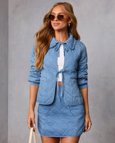 Roisin Front Tie Quilted Denim Jacket
