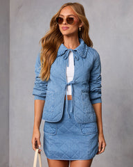 Roisin Front Tie Quilted Denim Jacket