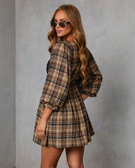 Ajah Plaid Lace Bust Mini Dress