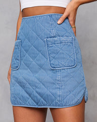 Roisin Quilted Denim Mini Skirt