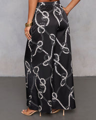 Dennie Printed Satin Wide Leg Pants