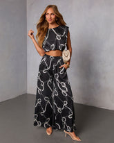 Dennie Printed Satin Wide Leg Pants