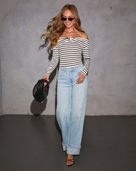 Peppa Striped Off The Shoulder Top