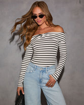 Peppa Striped Off The Shoulder Top
