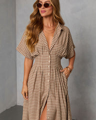 Backroad Blues Gingham Midi Shirt Dress
